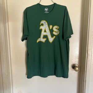 47 Oakland A's Green Short Sleeve Tee with Yellow & White Logo